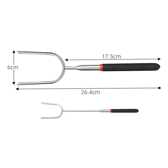 Extendable Barbecue Fork Portable Stainless Steel Roasting Fork Telescoping Fork Outdoor Barbecue Tool Food Fork BBQ Tool 4