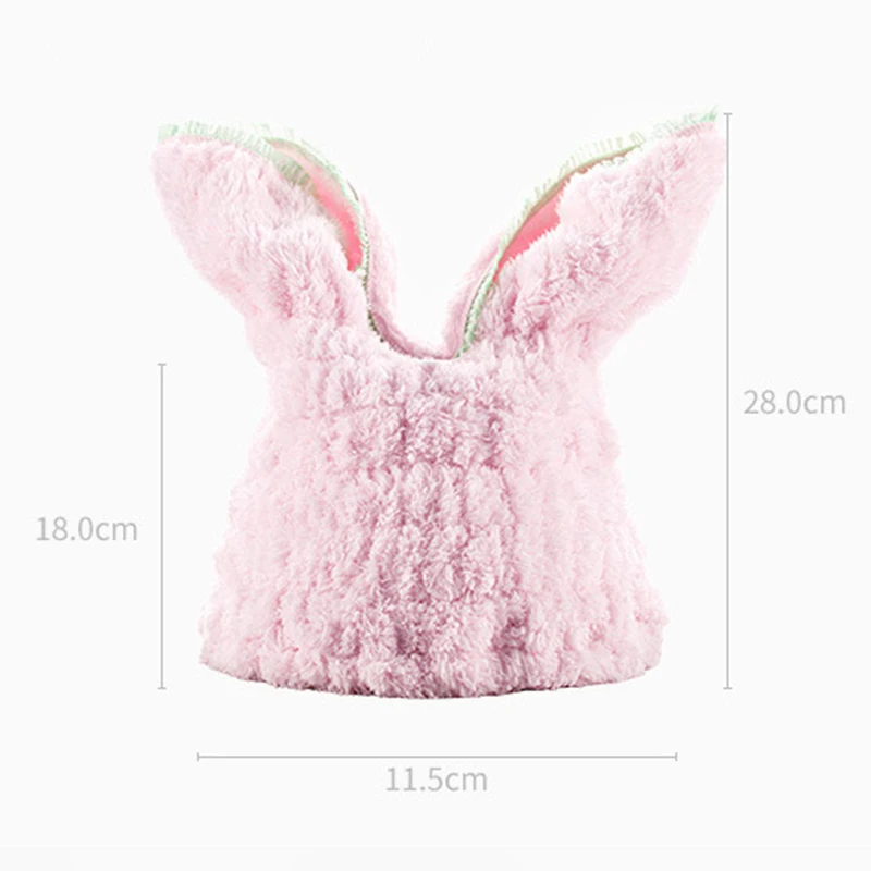 

Pink Rabbit Ears Dry Hair Cap Lazy Headscarf Strong Water Absorption and Quick-drying Thickened Shower Cap Soft Elastic Cozy