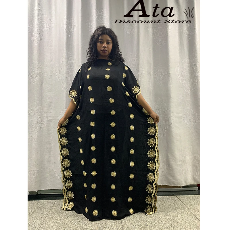 

Boubou Africain Femme Kaftan Maxi Dress Abaya Dubai Dashiki Embroidery Black Long Robe Islamic Africa Clothing Plus Size Cotton