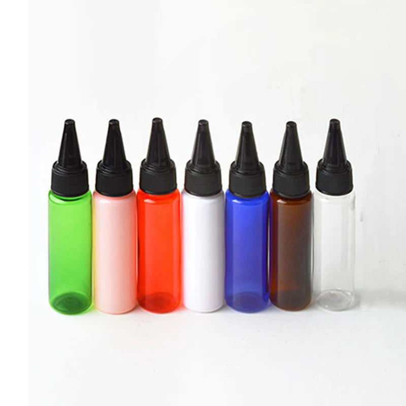

50pcs 30ml Empty Plastic Bottle With Pointed Mouth Cap Refillable Travel Bottle PET Shampoo Jam Cosmetic packaging