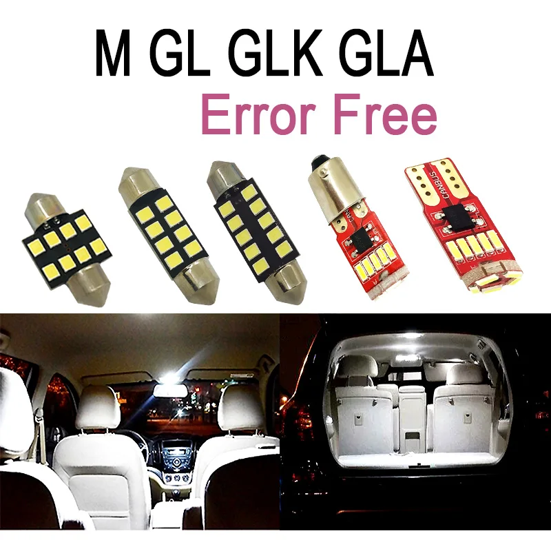 

Perfect White LED bulb Interior Reading Map Dome Light Kit For Mercedes Benz M ML GL GLK GLA W163 W164 W166 X164 X166 X156 X204