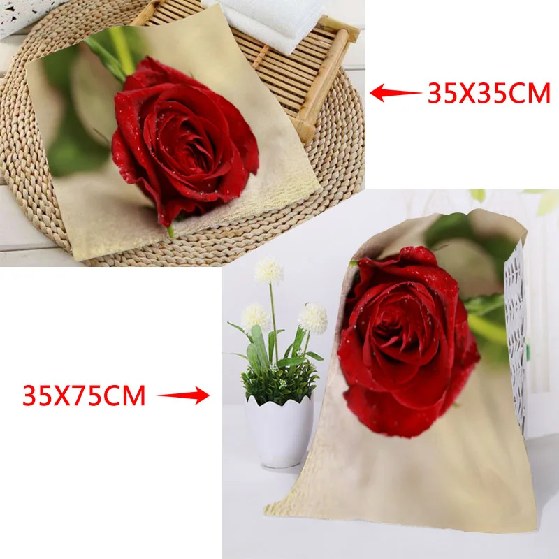 Custom Rose Towels Microfiber Travel Fabric Quick Drying Printing Absorbent Wearable Towel Beach Hair Towels
