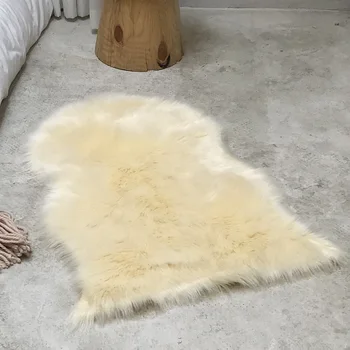 

Soft Faux Fur Rug Solid Anti-Slip Fish Shape Floor Mat Chair Cover Furry Fluffy Bedroom Living Home Room Seat Pad Carpet
