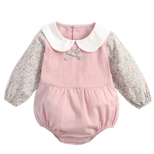 Family Matching Outfits Baby Mom Clothes Baby Flower Romper Women Chiffon Print Elegant Casual Dress Mother Daughter Clothes - Цвет: BRW9115 Pink
