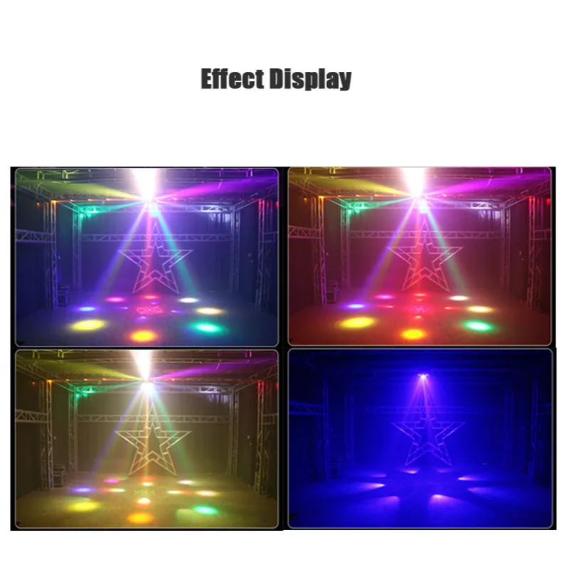 RGB LED Stage Light 5 In 1 LED Projector Stage Effect Laser Beam Strobe Flash Light DMX Bee Eyes for DJ Disco Party Music Lamp