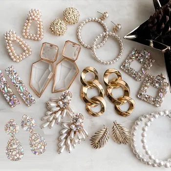 

Miwens New ZA Crystal Drop Earrinigs For Women Fashion Simulated Pearls Earrings Vintage Maxi Statement Hanging Earrings Jewelry