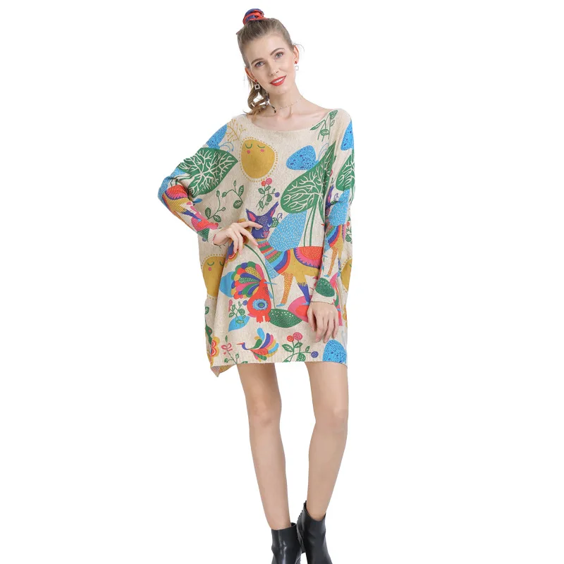 Свободный свитер большого размера Женский трикотажный пуловер с рукавами