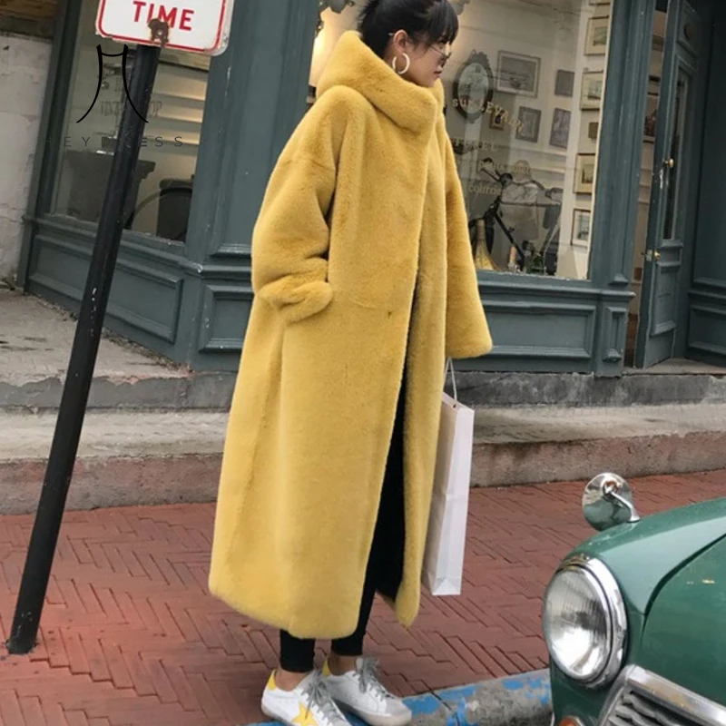 Heydress 2019 зимнее однотонное Женское пальто из искусственного меха с капюшоном