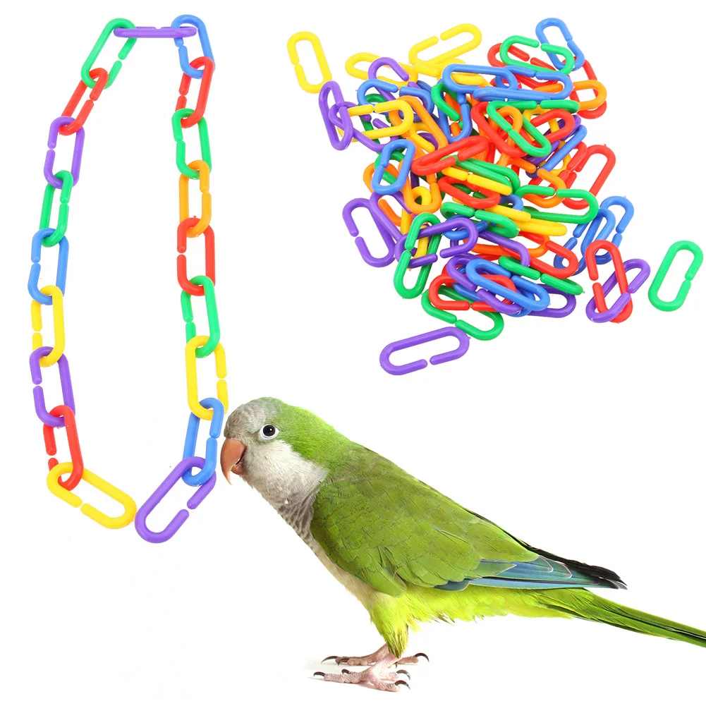 100 Pcs Plastic C-Clips Hooks Chain Links Sugar Glider Rat Parrot Bird Toy Parts 