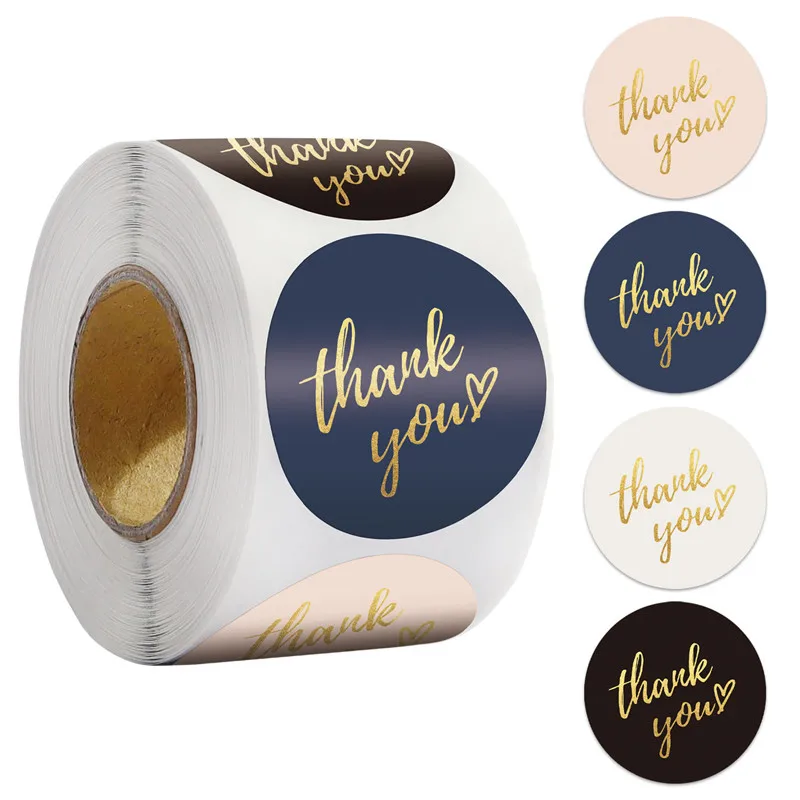 500pcs Round Labels Thank You Kraft Paper Packaging Sticker for Candy Dragee Gift Box
