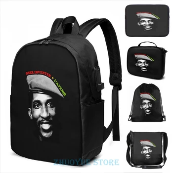 

Funny Graphic print Thomas Sankara USB Charge Backpack men School bags Women bag Travel laptop bag