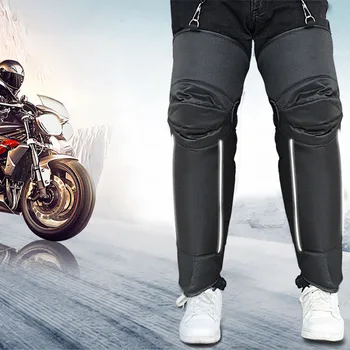

1 Pair Keep Warm Leg Protector Motorcycle Knee Pad Cycling Outdoor Autumn Winter Adult Adjustable Thickened Windproof Bike Rider