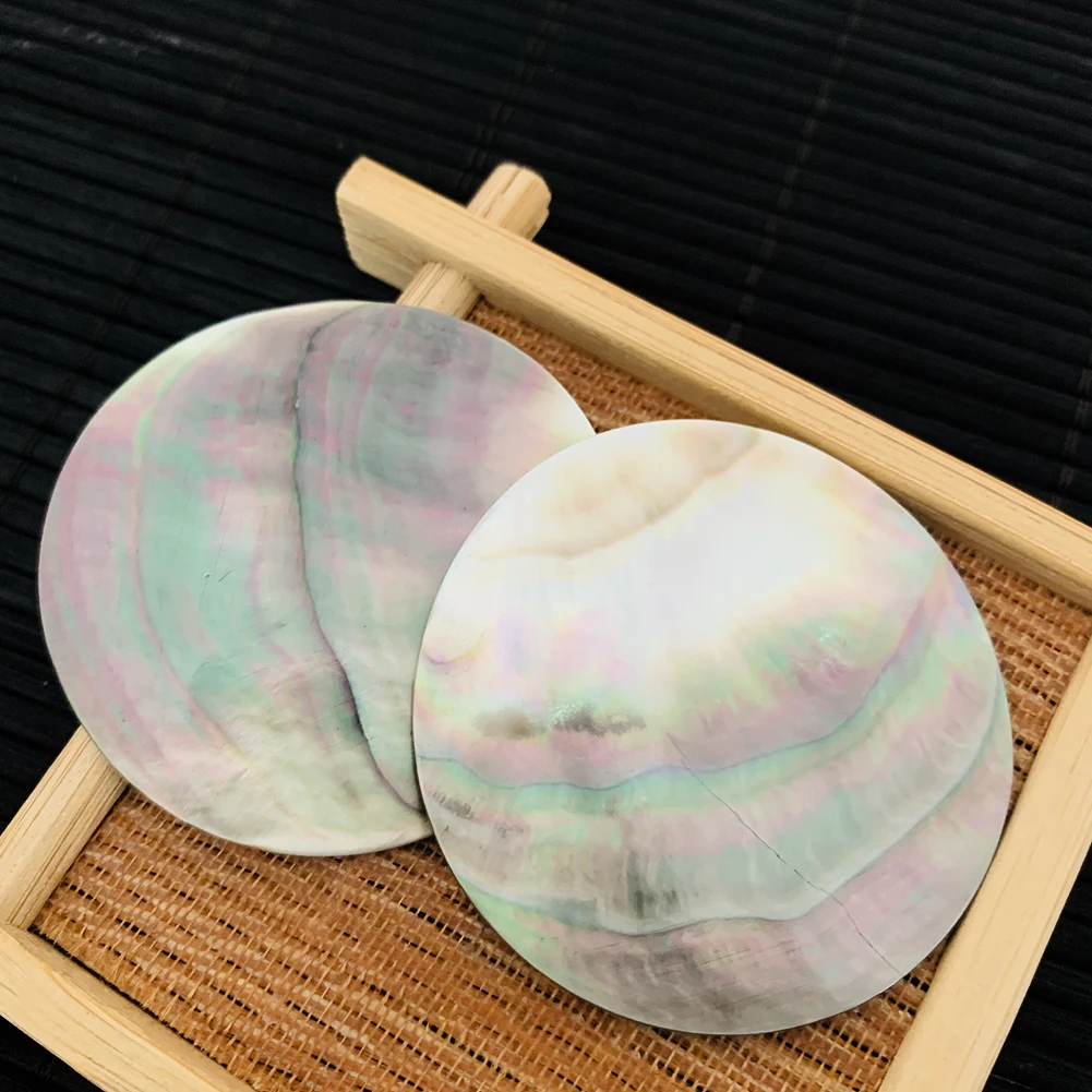 2PCS 45mm Natural Black Mop Seashell Charm Bead Pendant Round Mother of Pearl Polished Shell For DIY Jewelry natural shell ornaments