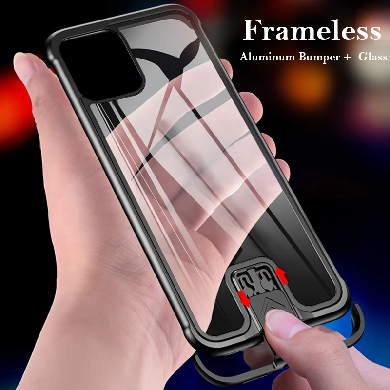 Безрамное алюминиевое чехол-бампер для телефона iPhone 11 2019 Pro MAX XS XR Coque очки с