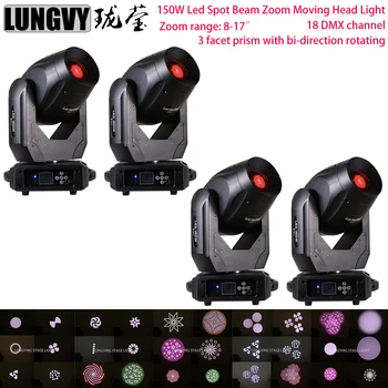 

Free Shipping 4pcs/lot 150W Beam Spot 3IN1 Light DMX512 3 Facet Prism Zoom Moving Head Light DJ Bar Party Show Stage