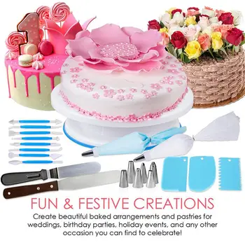 

207PCS Cake Decorating Supplies Kit with Russian Piping Tips Turntable Pastry Bag Baking Tools for Beginners