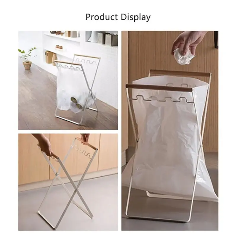 Wrought Iron Kitchen Storage Rack Accessories Folding Garbage Storage Stand Living Room Balcony Garbage Bag Bracket