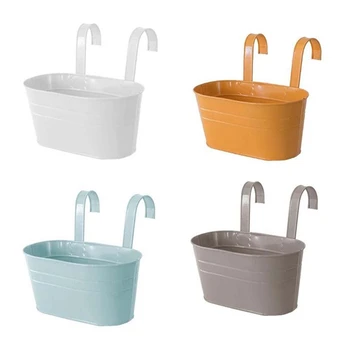 

1Pcs Colorful Hanging Flower Pots Iron with Detachable Hook for Decor