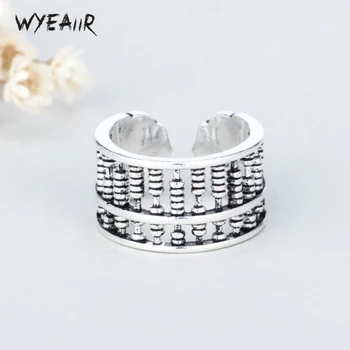 

WYEAIIR Retro Lucky Abacus Original Art Exquisite Personality 925 Sterling Silver Female Resizable Opening Rings
