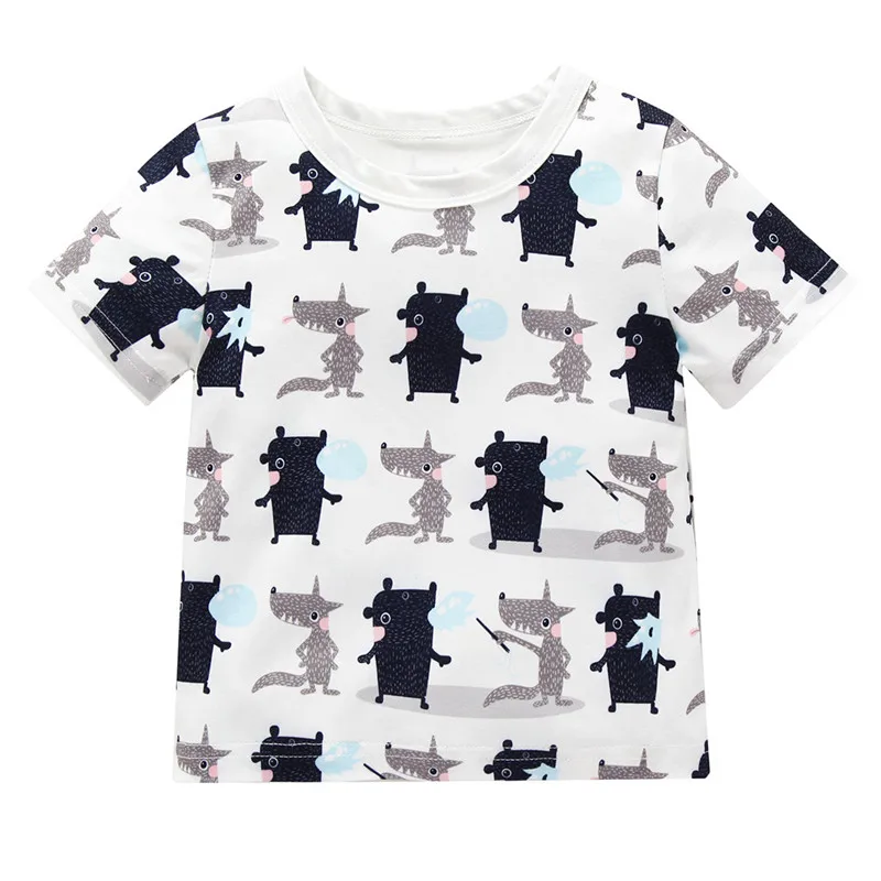 Summer Kids Boys T Shirt Animal Print Short Sleeve Baby Girls T-shirts Cotton Children T-shirt O-neck Tee Tops Boy Cloth K30