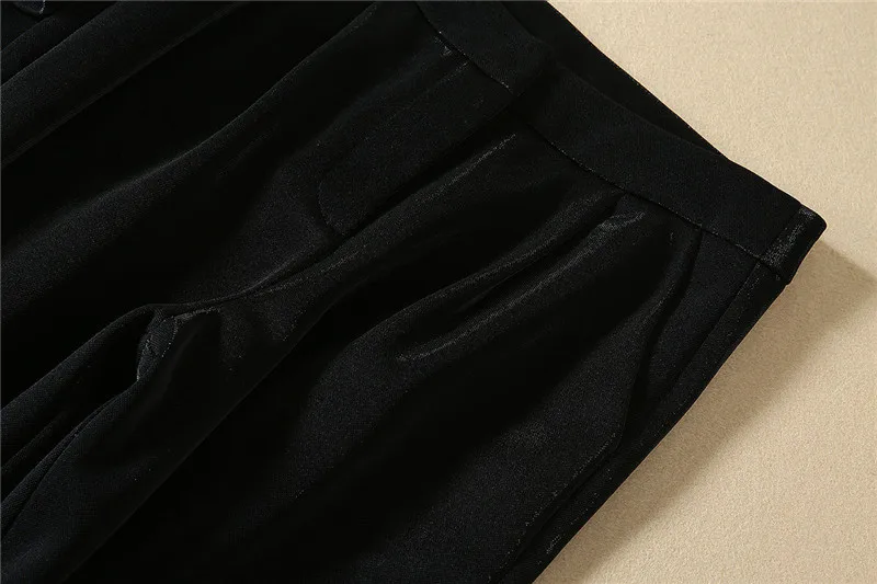 Новинка, женские осенне-зимние штаны, комплект из 2 предметов, элегантные женские офисные вечерние костюмы, черный бархатный пиджак и штаны, комплект