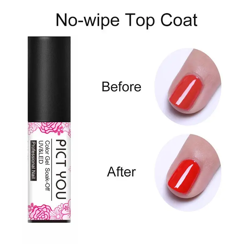 No Wipe Top Coat PICT YOU 5 мл, серия океана, УФ-гель, блестящий, кошачий глаз, полуперманентный, замачиваемый, для маникюра, для ногтей, УФ-Гель-лак с верхним базовым покрытием - Цвет: No Wipe Top Coat