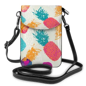 

OLN Retro Summer Pineapple 80s Style Art Cell Phone Purse Smartphone Wallet Leather Shoulder Strap Handbag Women Bag