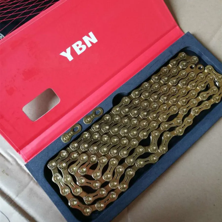 

YBN AloBon 11-Speed Chain Sla-h11tig Semi-Hollow out Chain Highway Mountain Bicycle Chain Titanium Gold