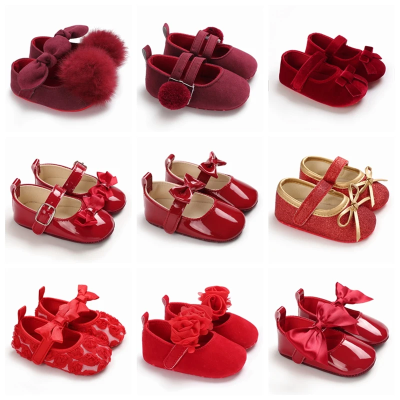 Baby Spring And Autumn Style Lovely Bow Solid Color Soft Sole Princess Shoes 0-18 Months Newborn Baby Casual Walking Shoes