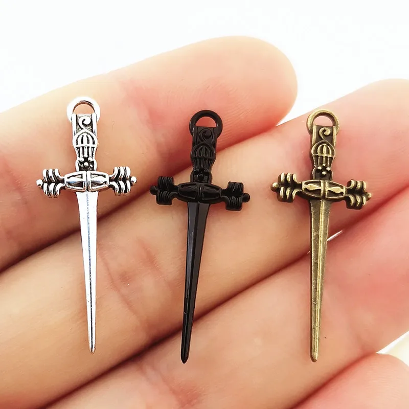 15pcs 35x13mm Dagger Charms Sword .Tibetan Silver Bronze Black Color Pendants Antique Jewelry Making DIY Handmade Craft | Украшения и