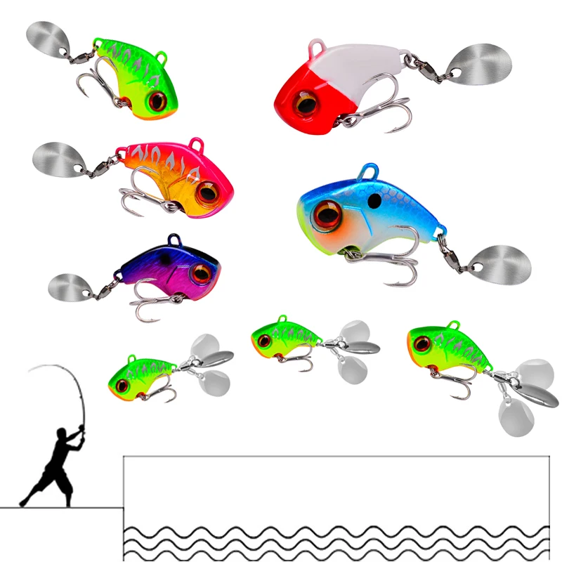 

1PCS Spoon Spinner 6g15g 28g Jig Fishing Lure VIB Hard Bait with Rotating Sequin&BKB Hook Trout Winter Fishing Tackle