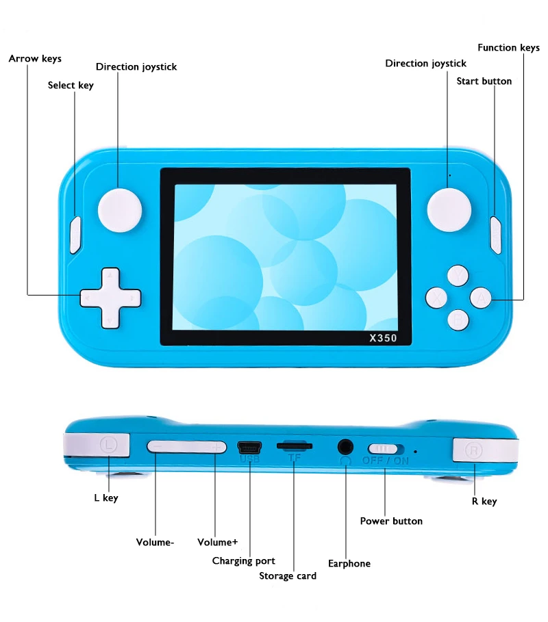 X350 Game Console Handheld Game Player 3.5 Inch IPS Screen with 6000+ Retro Games Video Game Console for GBA/MD/FC 10 Emulators