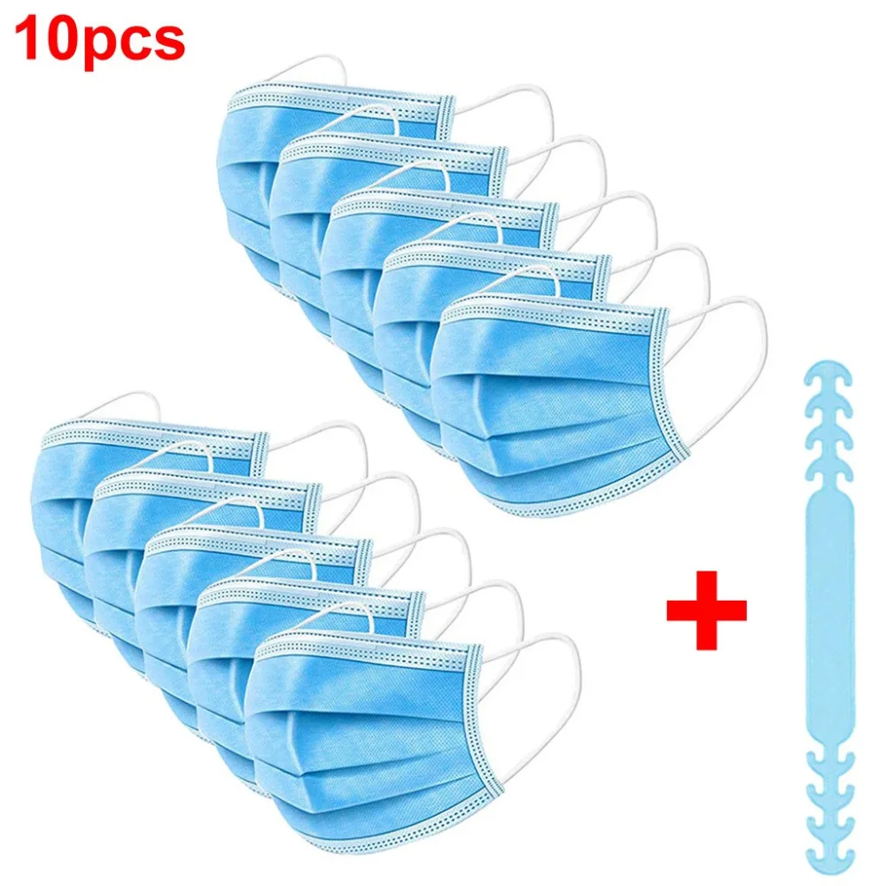 200pcs Disposable 3-Ply Masks Anti-Dust Adult Face Mask With Elastic Earloop Ear Grips Extension Strap Hook Fixer #4K19 (4)