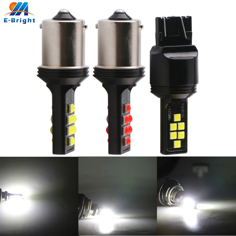 100 х дневные ходовые огни 12V Белый 3030 12 светодиодов SMD Включите свет P21W 1156 BA15S светодиодные лампы 700LM BAU15S 1157 3157 7443 Резервное копирование Хвост Автомобильные стояночные огни индикатор
