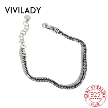 

VIVILADY Real 925 Sterling Silver Minimalist Style Thai Silver Snake Bone Chain Women Charm Bracelet For Female Party Jewelry