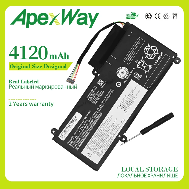 Apexway 11,4 v/47Wh ноутбук Батарея для lenovo ThinkPad E455 E460 E450C 00HW022 45N1752/1753/1754/1755/1756/1757 3ICP7/38/64