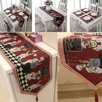 

New American Rustic Style Table Runner Jacquard Polyester Table Runner Cheerful Chef Design Bed Runner Coffee Table Runners