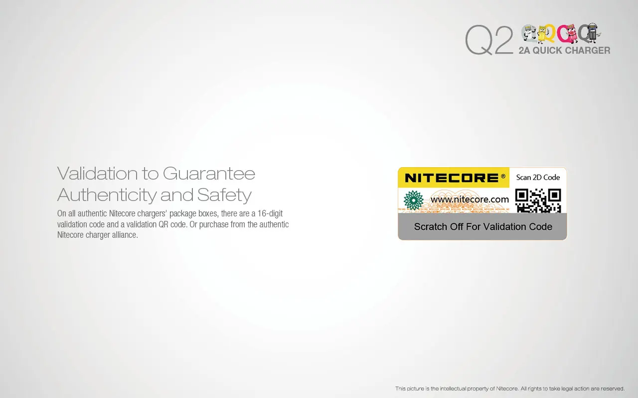 Оригинальное зарядное устройство NITECORE Q2 черного цвета