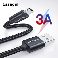 Кабель Essager 3A usb type-C для быстрой зарядки samsung S10 S9 USB-C быстрой зарядки для Xiaomi mi9 type-C Quick Charge 3,0 кабель для передачи данных