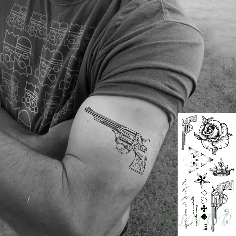 Buy Gun Temporary Tattoo Simple Fake Tattoo Small Tattoo Body Online in  India  Etsy