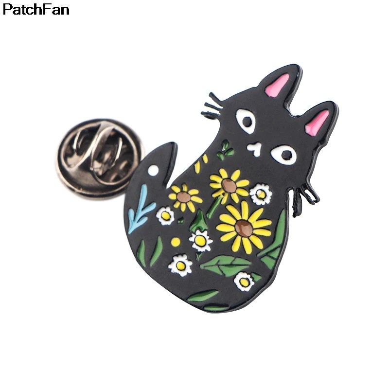 20 шт./лот Patchfan милый цветок Кот цинк галстук мультфильм булавки броши для рюкзака, одежды для женщин шляпа Декоративные значки медали A2490