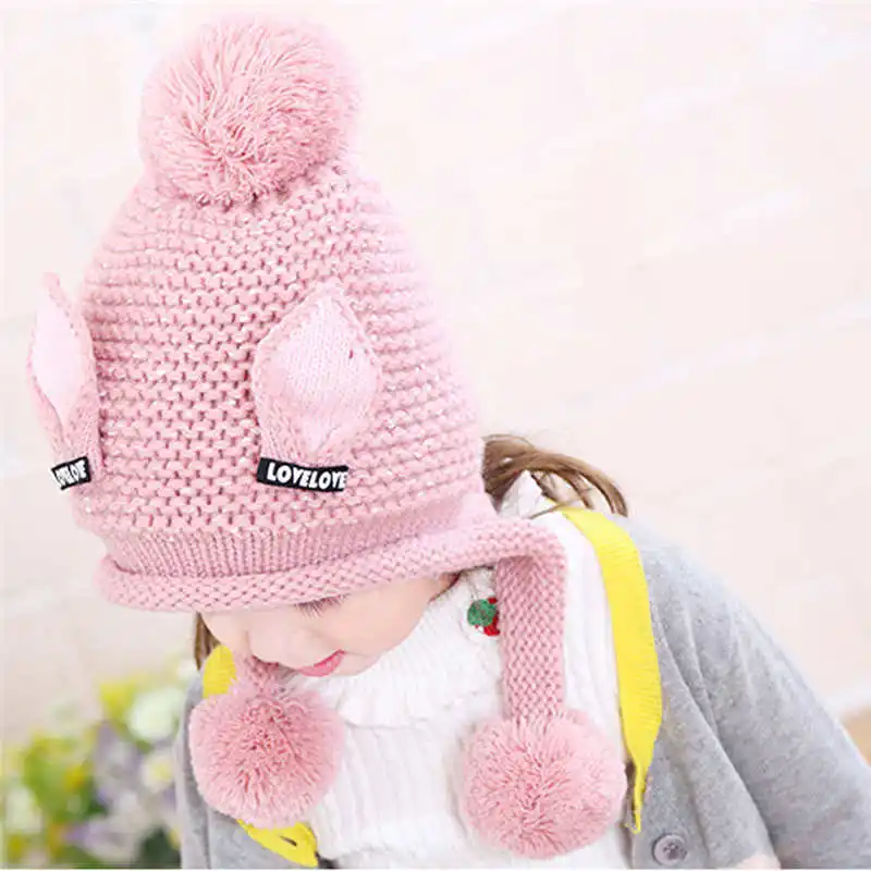 Детские вязаные шапочки Beanies Милая шапочка осенне-зимние шапки для девочек