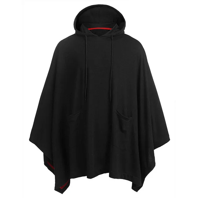 black hooded poncho mens