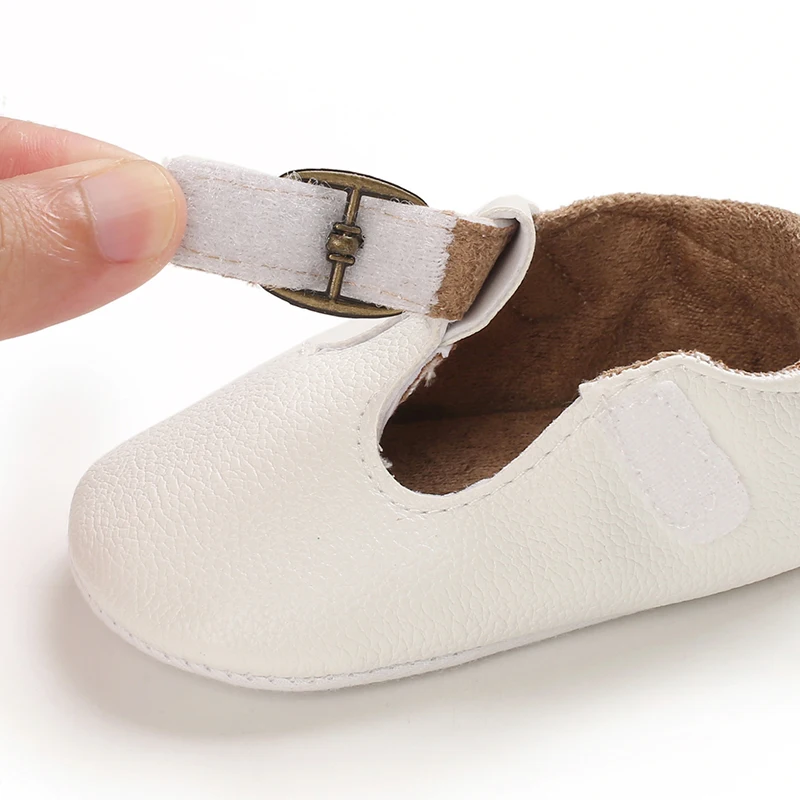 Infant Newborn Baby Girls Princess Non-Slip Floral Border Shoes Toddler Baby Soft PU Leather Prewalker Shoes Solid First Walkers