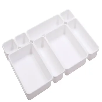

8pcs Drawer Organizers Storage Interlocking Narrow Storage Bin For Bathroom Office Multi-Purpose Desk Drawer Organizer