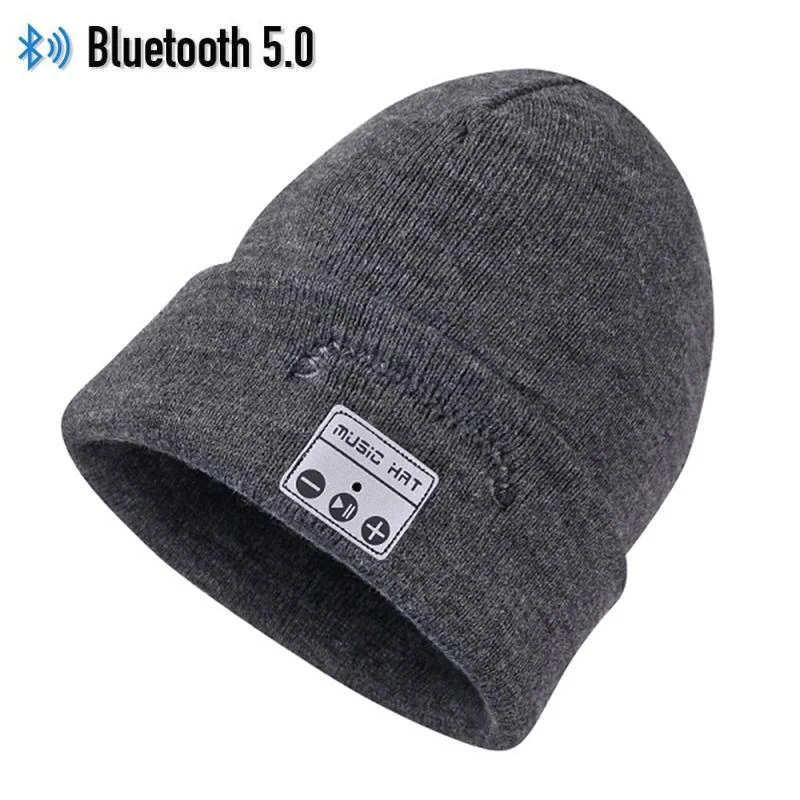 fanbian-hat-gray Горячая Распродажа Беспроводной Спортивный Bluetooth 5,0 наушники гарнитура наушники музыка Смарт шляпа с микрофоном стерео динамик Handfree зима теплый - Цвет: fanbian-hat-gray