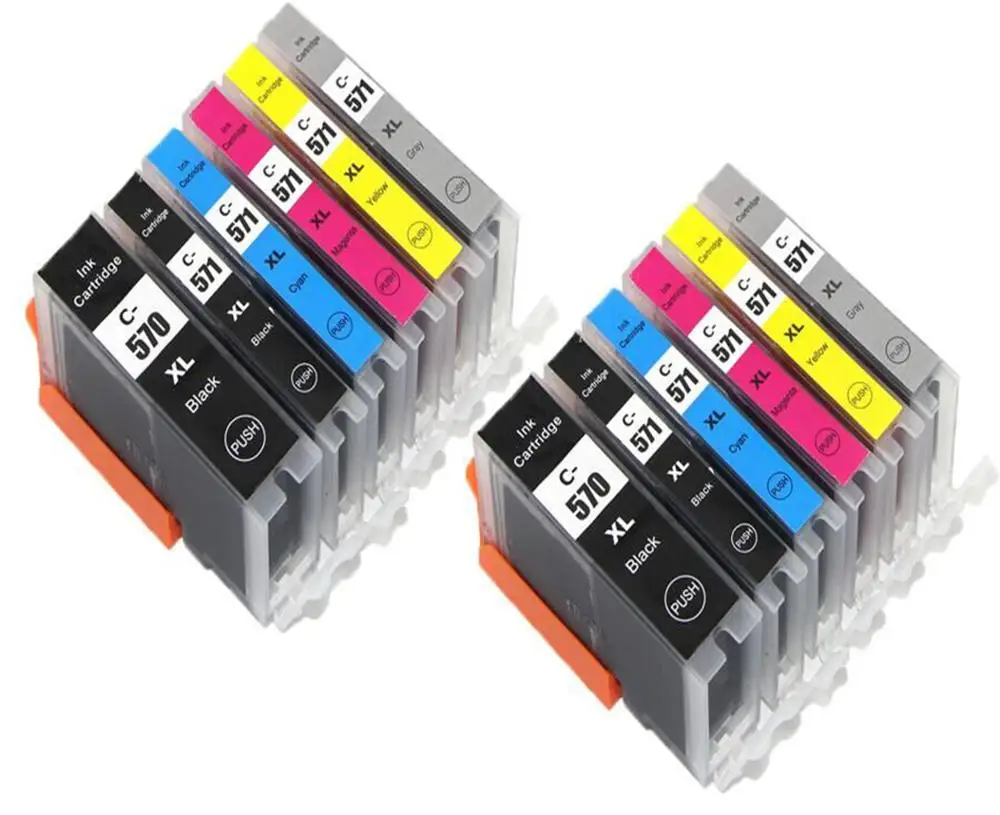 12PK PGI-570/CLI-571 совместим с кляксами для картриджей для TS5050 MG5750 TS5055 TS6050 MG5751 MG5752 MG5753 MG6850 MG6852 TS5053 TS6052