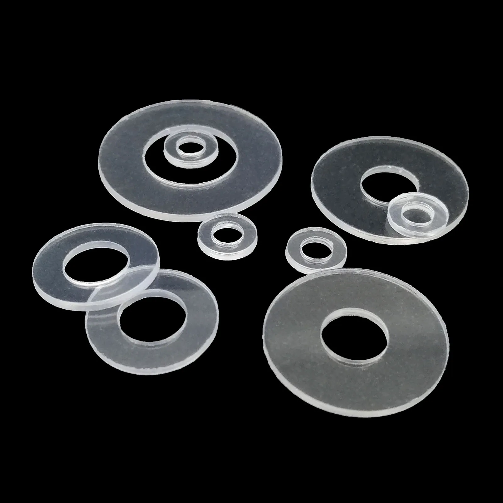 Plastic Washers Washer Gasket Set Washer Gasket 100pcs M1.6-M12 Soft Hard Plastic Clear Transparent Shock-proof Flat