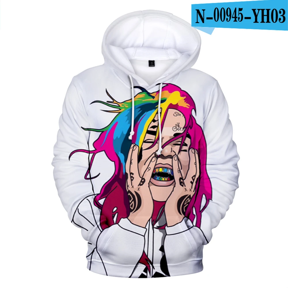 Rapper 6IX9INE толстовки с капюшоном, толстовки с 3D принтом для мужчин/wo, мужские толстовки, Осенние теплые толстовки, 3D Повседневные популярные толстовки - Цвет: Темно-серый