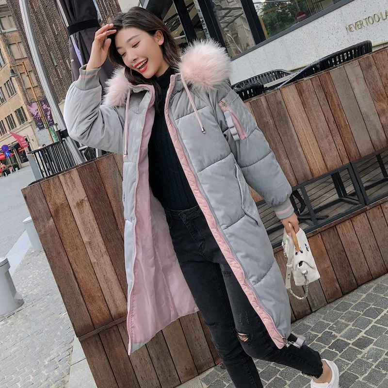 

2019 New Style INS Cotton-padded Clothes Women's Mid-length Korean-style Loose-Fit BF Gold Velvet down Coat Large Size Cotton-pa